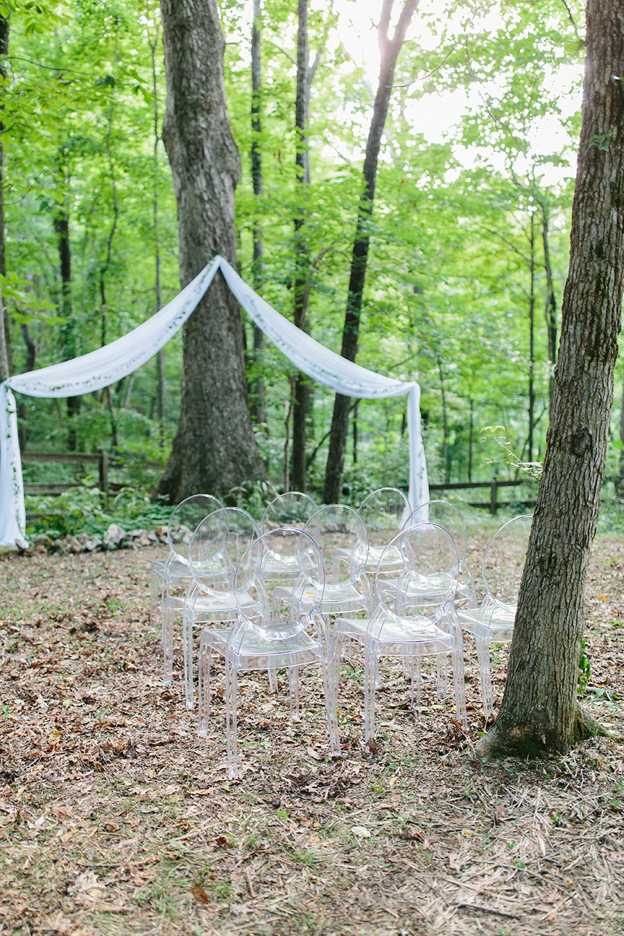 outdoor wedding tree ghost chairs